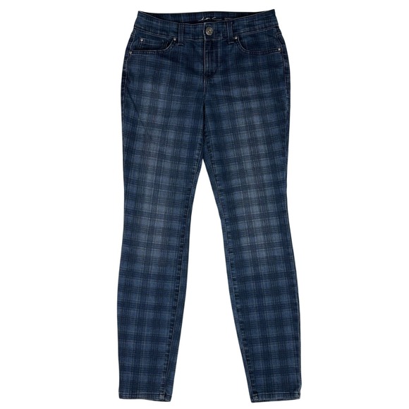 INC International Concepts Denim - INC International Concepts Skinny Jeans Plaid Blue Stretch Women Size 2